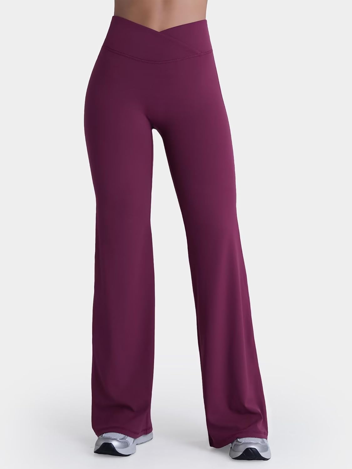 Sunzel Women Hidden Butt Lift Flare Yoga Pants No Front Seam V Crossover High Waist Flare Leg Lounge Workout Flared Leggings - Image 2