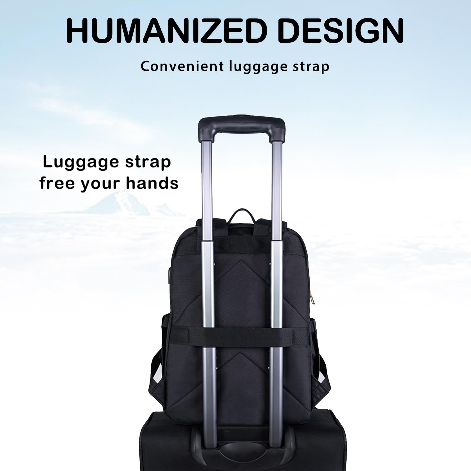 VANKEAN 15.6 Zoll Laptop Rucksack Damen, Schulrucksack wasserdicht Damen Herren Arbeitstasche für Universität Business Arbeit Reisen Camping, Schwarz