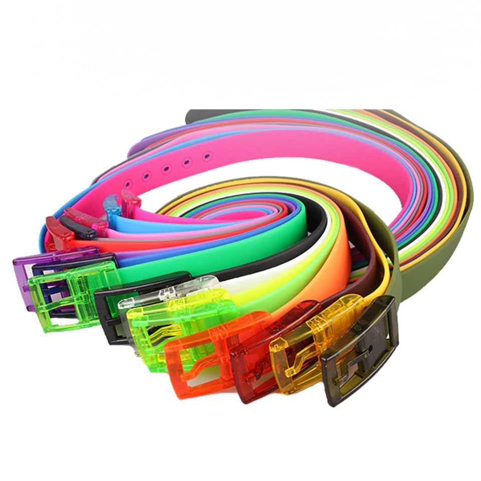 Elastic Belt - Adjustable Cut To Fit Rubber Jelly Silicone Casual Belt With Plastic Buckle For Men & Women,3