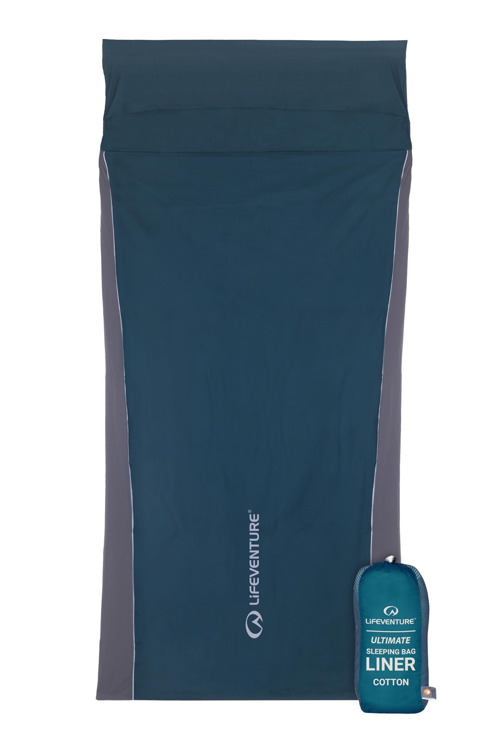 Lifeventure Sacco a pelo in 100% cotone, leggero, con federa per cuscino e controllo degli odori Polygiene per l'uso in sacchi a pelo, ostelli e capanne, 433 g, forma rettangolare