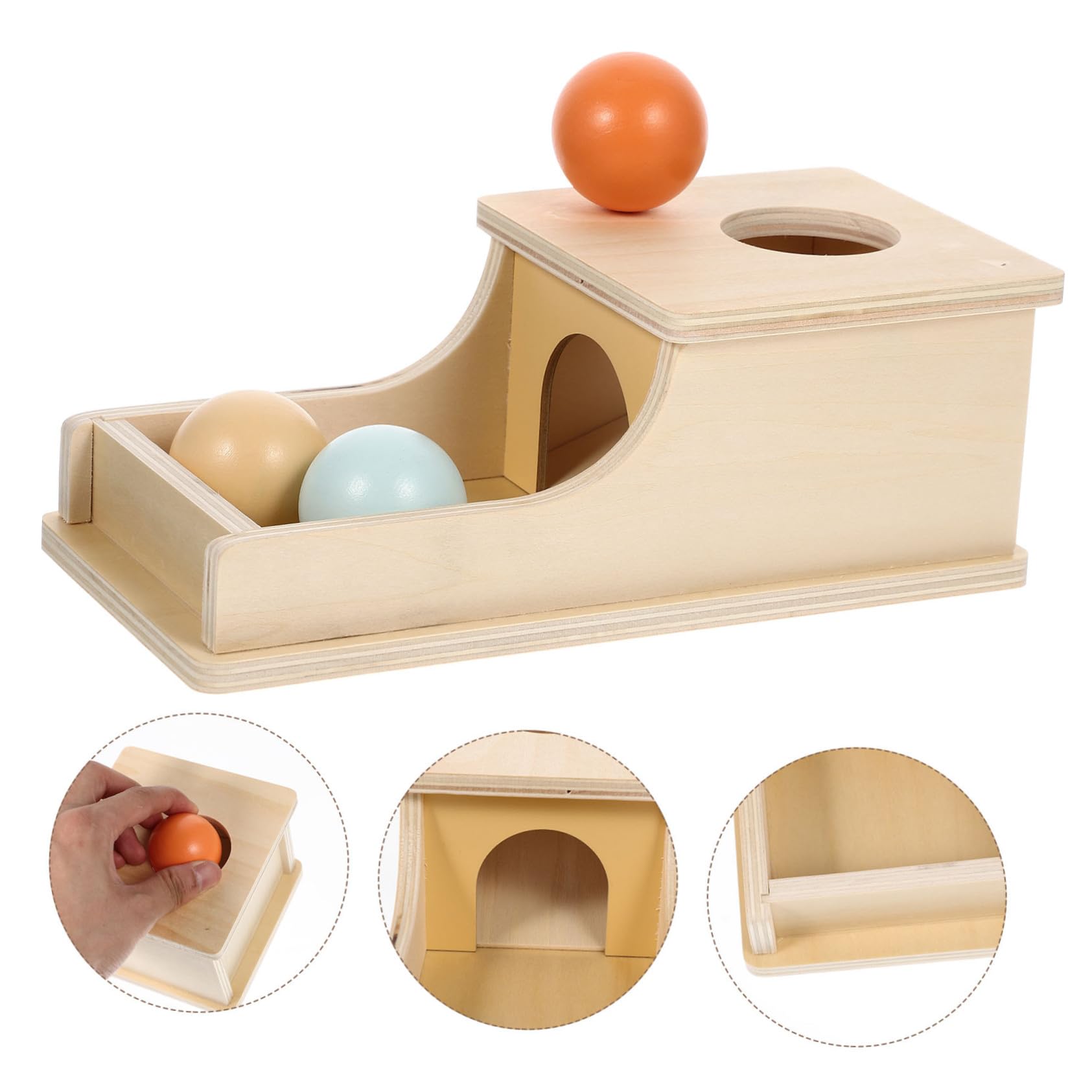 FRCOLOR Juguete de Caja de Monedas de Madera para Niños 1 Pieza | Aprendizaje de Permanencia del Objeto, Interacción Padre-hijo, Juguete Educativo para Niños y Niñas
