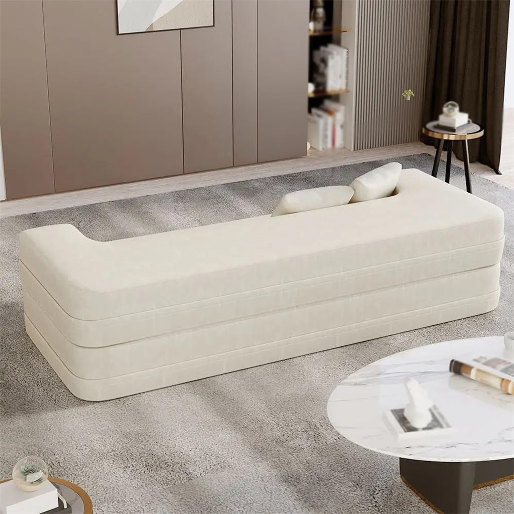 79" Beige Folding Sofa Bed Leath-Aire Upholstered Full Sleeper