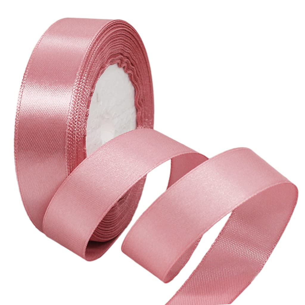 25mm Bean Pink Ribbon for Gift Wrapping,22m Fabric Thick Satin Ribbon Pink Bow for Gift Wrapping,Ribbons for Balloons,Crafting,Hair,Bouquets,Wedding Car,Presents,Cake,Christmas Party Decorations — image 1