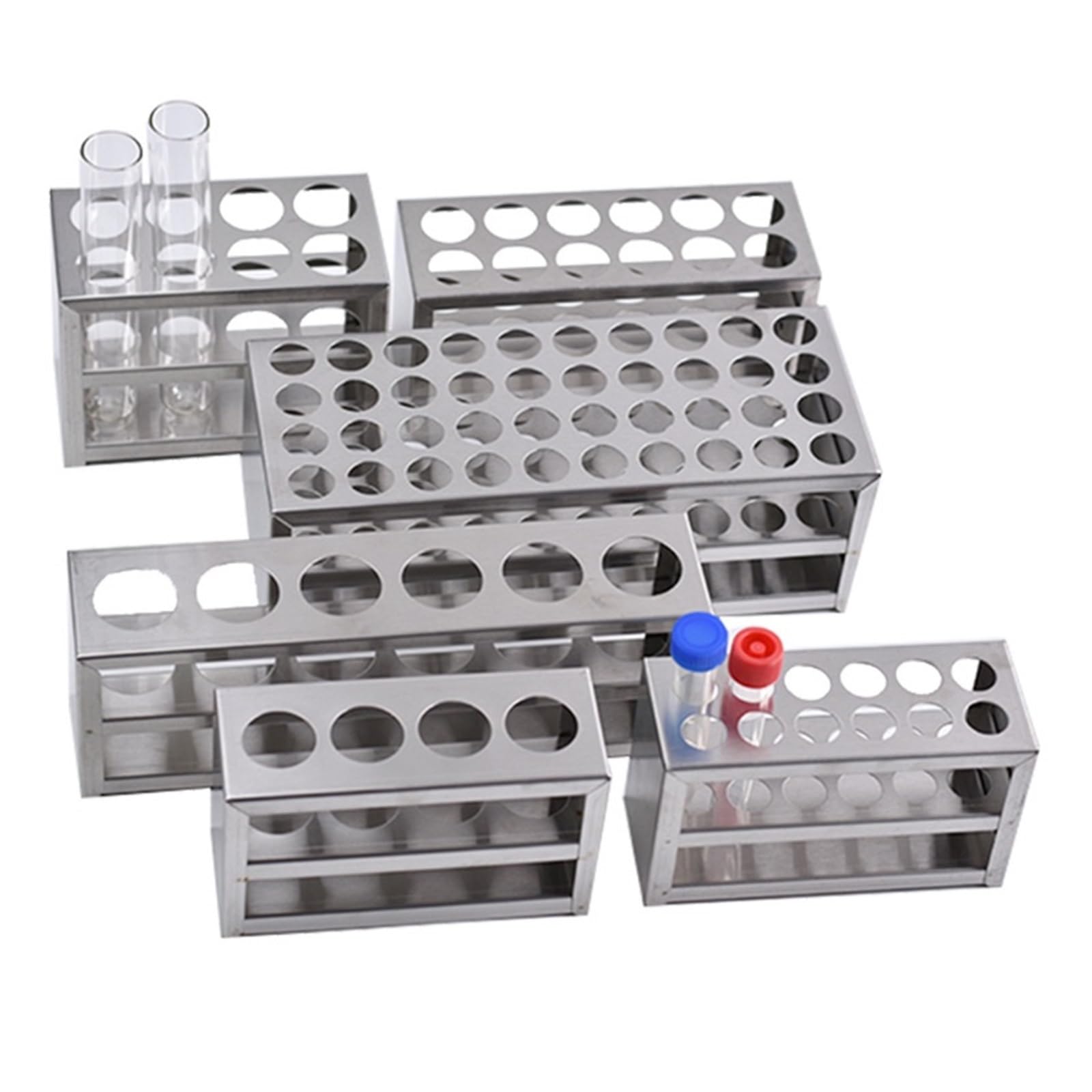 Reagenzglasgestell Kolorimetrisches Zentrifugalrohrgestell aus Edelstahl 304, Öffnung 13/17/19/21/23/27/30/32/40 mm(Aperture 17mm40holes)