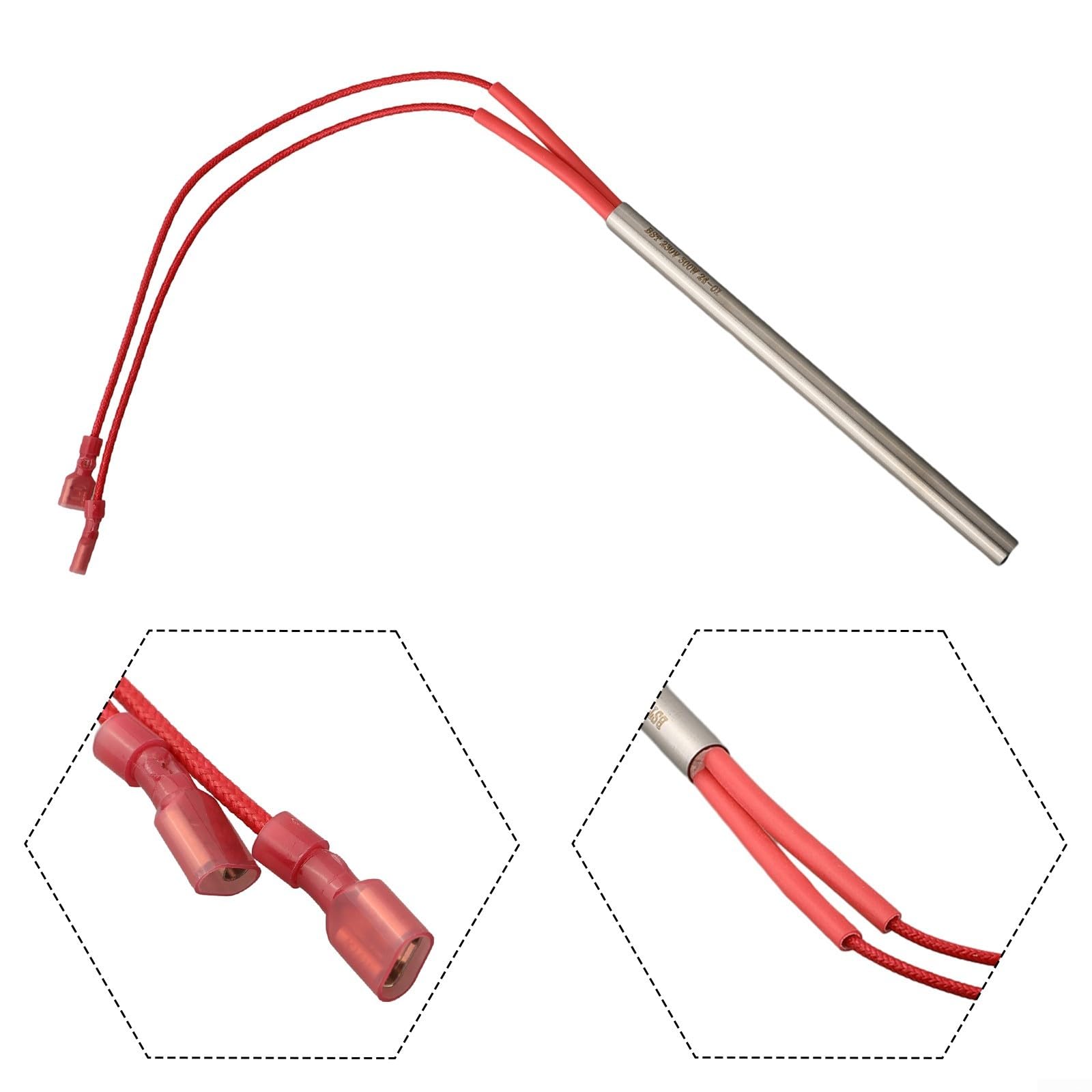 Besttoolifes Nemaxx Piec na pellet świecący zapłonnik 300 W 230 V kompatybilny z modelami P6 P9 P12 pręt grzewczy ze stali nierdzewnej średnica 9,5 mm długość 150 mm