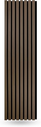 Miniatura 18 de Paquete de 2 paneles acústicos de pared de madera de 94 x 12.6 pulgadas, listones 3D insonorizados para paredes y techos, elegantes paneles Nogal