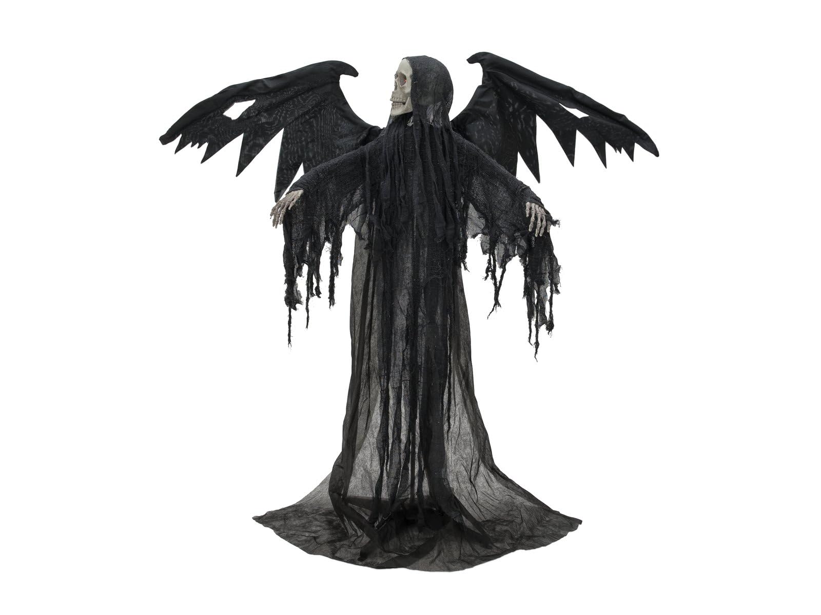 EUROPALMS Halloween Schwarzer Engel, 175x100x66cm | Animierte Figur mit Licht- und Soundeffekt (Batterie- & USB-Betrieb)