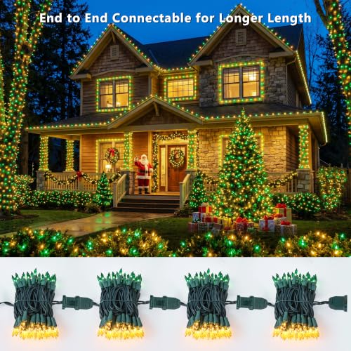 Image of BrizLabs Christmas Lights, 19.7ft 100 Count Yellow & Green String Lights, Connectable Incandescent Mini Light, 120V UL Certified Light String for Indoor Outdoor St. Patrick's Day Xmas Tree Party Decor