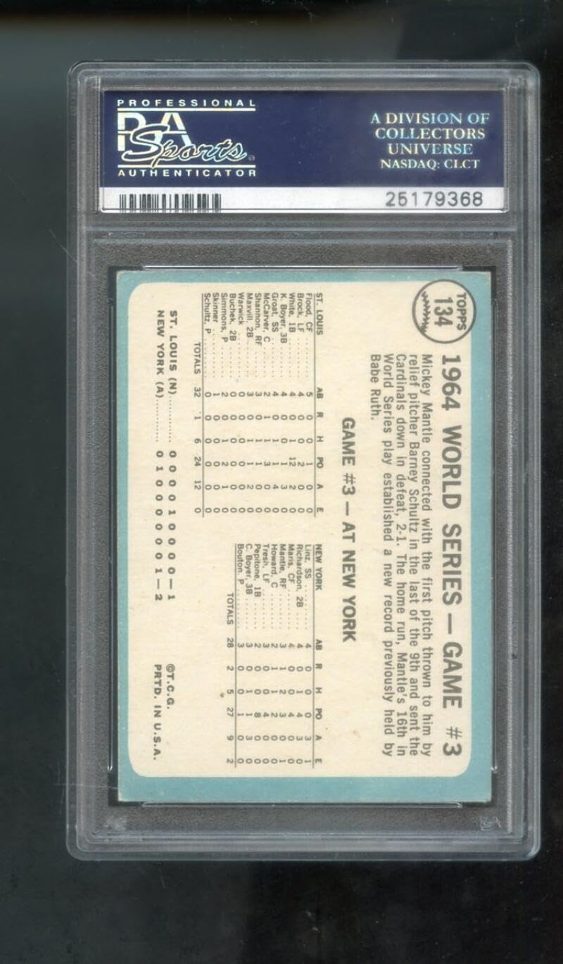 1965 Topps 134 Mickey Mantle Mantle's Clutch HR World Series 3 PSA 4 Graded Card