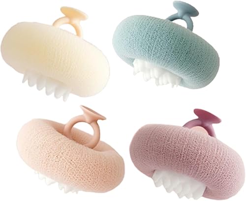 Bola de baño de girasol 2 en 1, bola de baño con ventosa de girasol súper suave, cepillo de limpieza de esponja de baño exfoliante, esponja de lufa