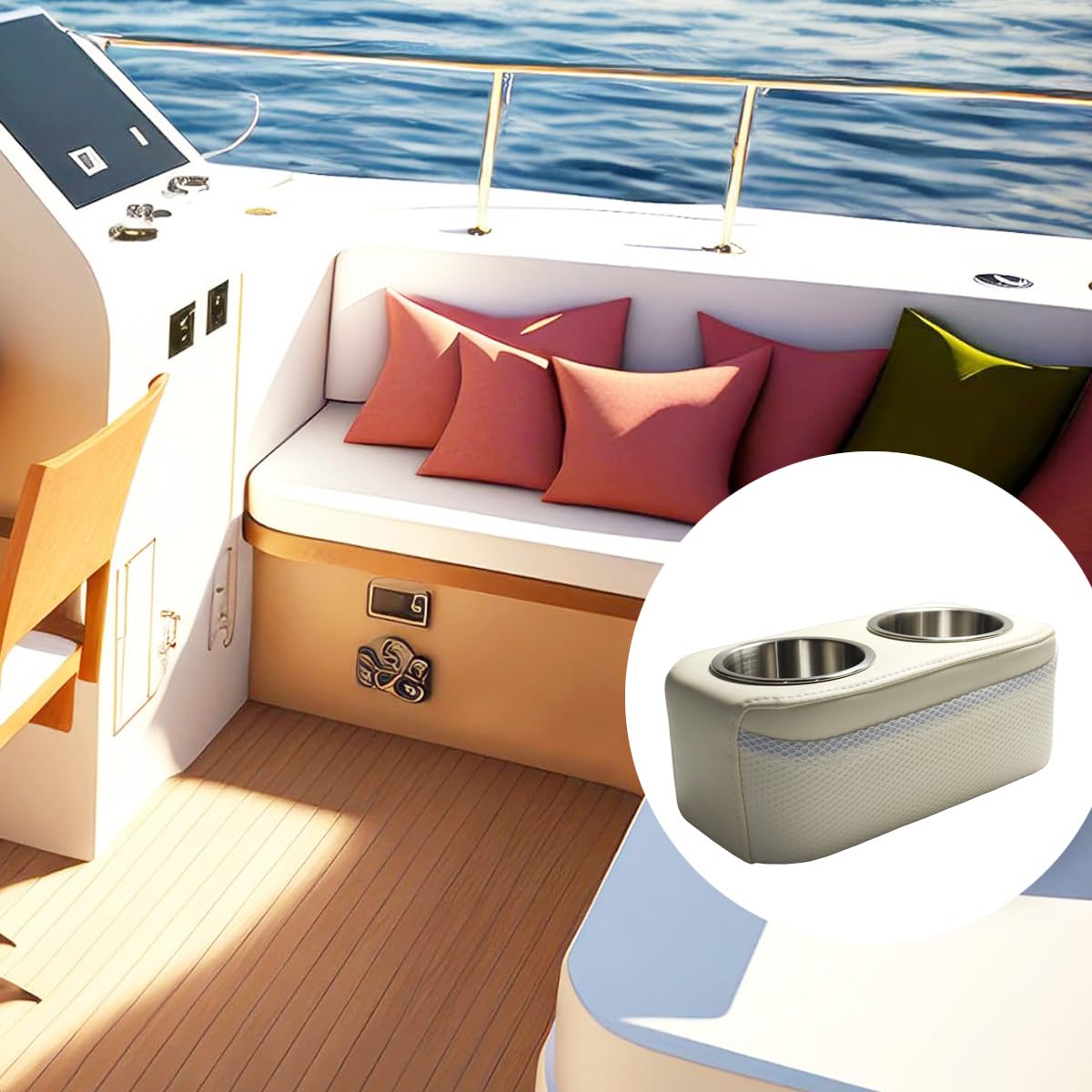 Getränkehalter Aus Edelstahl, Weiß, Doppelter Tragbarer Ponton-Getränkehalter Für Pontons, Fischerboote, Yachten Und Wohnmobile