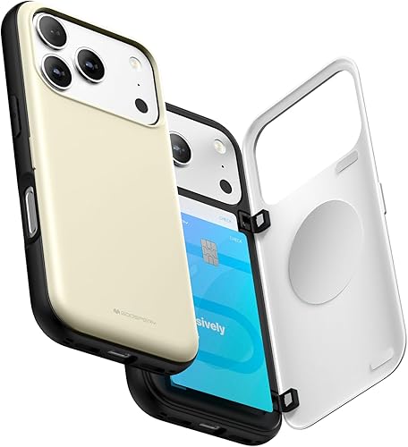 Miniatura 49 de GOOSPERY Parachoques magnético para puerta compatible con iPhone 15, funda con tarjetero, cartera con cierre magnético automático, protector