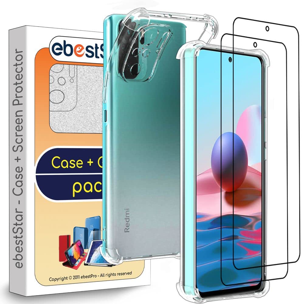 ebestStar - Cover per Xiaomi Mi 10 Lite, Custodia Silicone Trasparente, Protezione TPU Antiurto, Bordi Rinforzati, Trasparente + Vetro Temperato x2