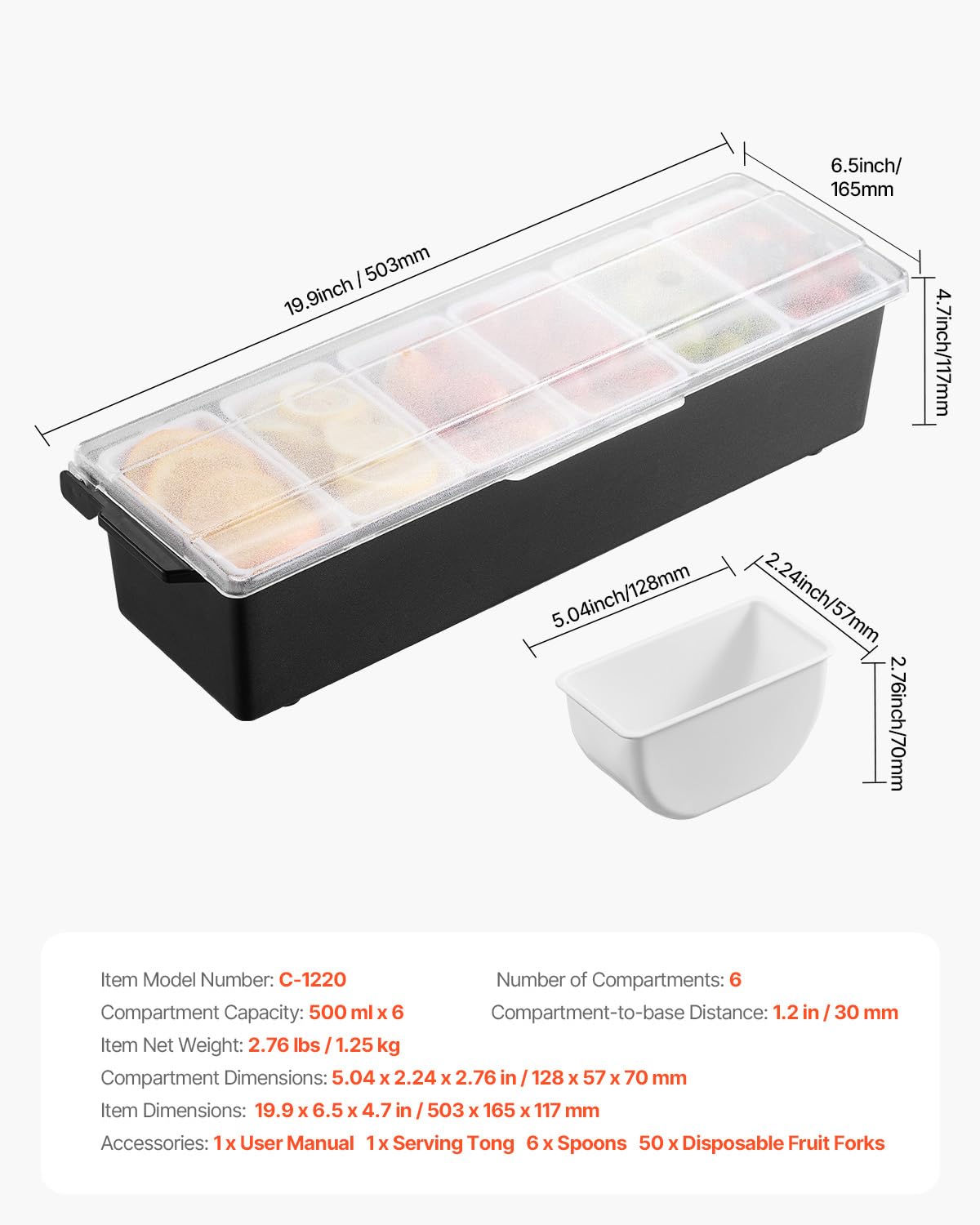 VEVOR Saladette Réfrigérée à Poser avec 6 Bacs et Couvercles, Vitrine Réfrigérée pour Pizzeria Refroidi par Glace, Facile à Nettoyer, Station pour Ingrédients, Fruits, Salades, Cuisine, Restaurant