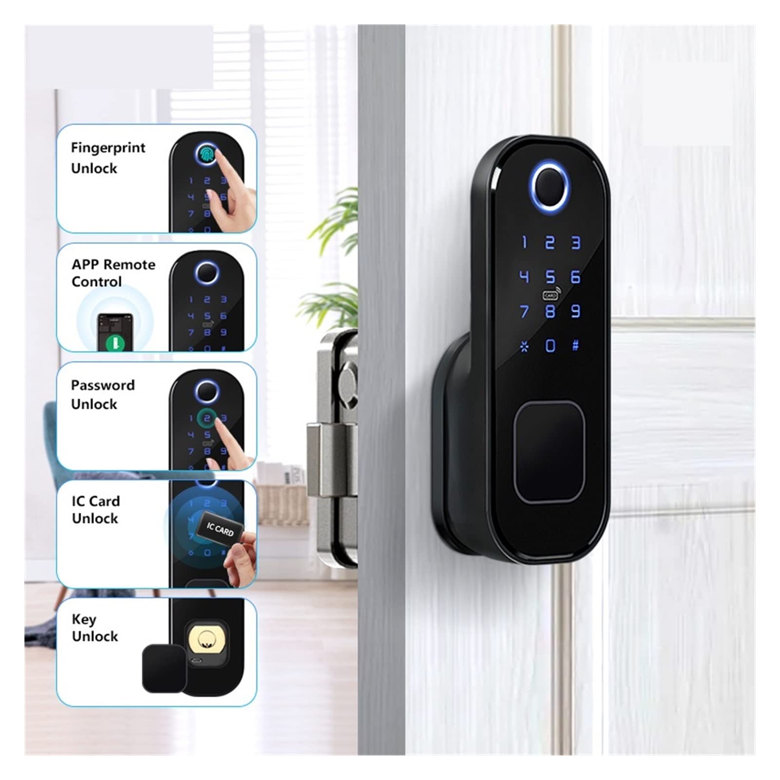 Inteligentny zamek do drzwi, Biometryczny podwójny odcisk palca Lock Keyless WIFI Fechadura Eletronica Smart Rim Blokada drzwi na zewnątrz