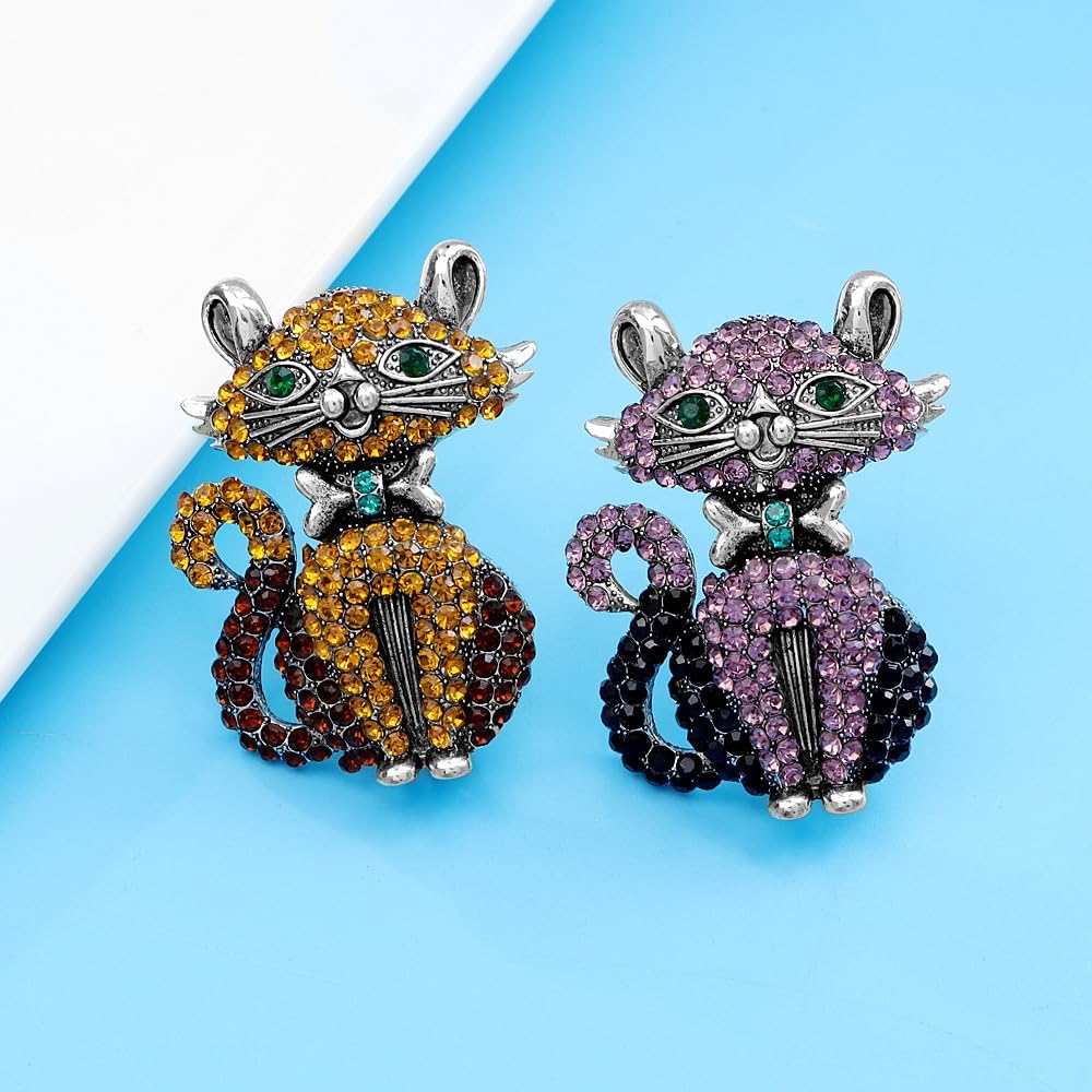 Rhinestone Cat Brooch Pin for Women Girls Men Vintage Crystal Animal Kitten Brooches Classic for Wedding Party Dance Banquet Lapel Pins Dainty Christmas Anniversary Jewelry Unisex Gift Clothes Accessories Christmas - Image 4