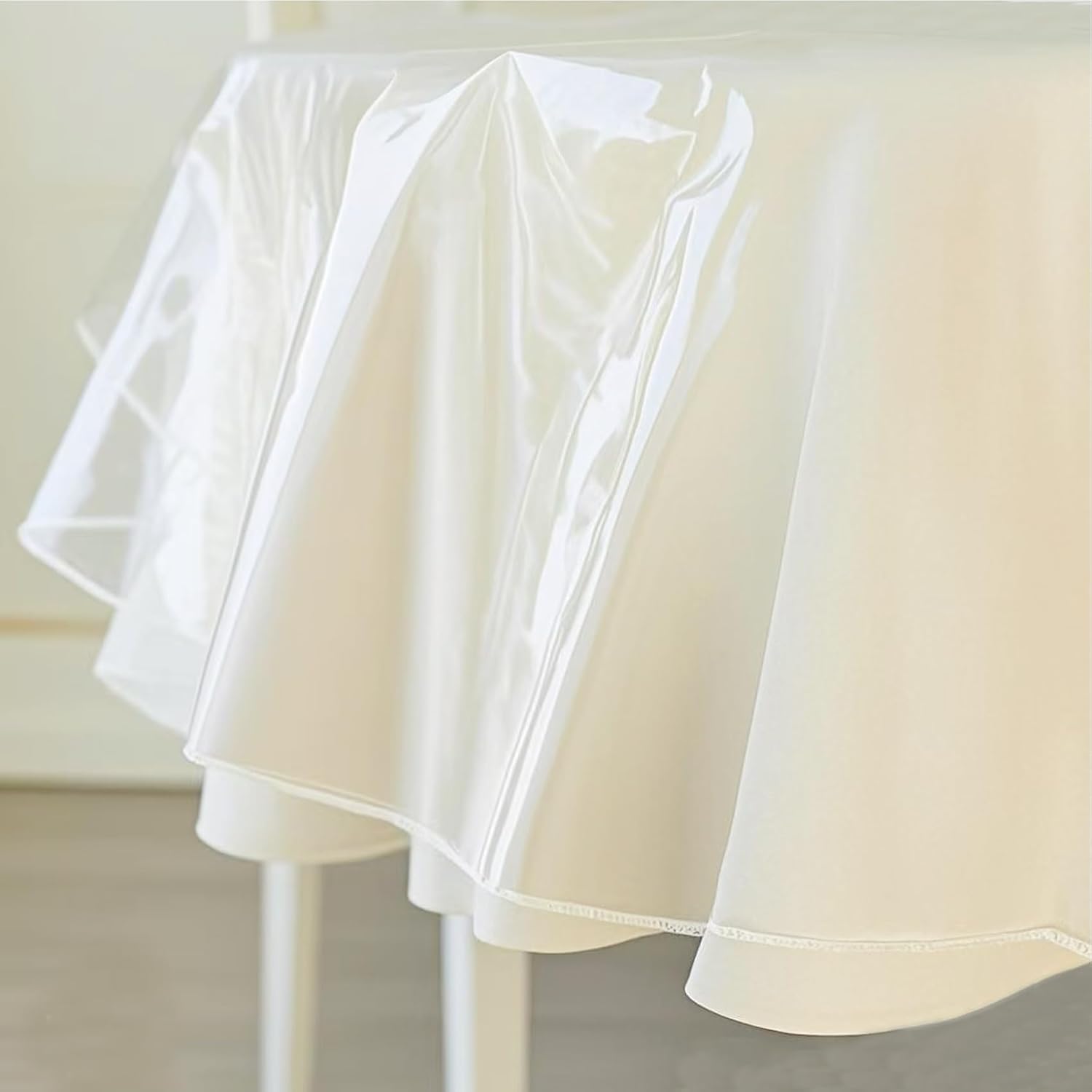Clear Table Cover Protector Oval 60 x 90 in Plastic Cover for Table PVC Tablecloth Vinyl Protective Covering Transparent Dining Desk Waterproof