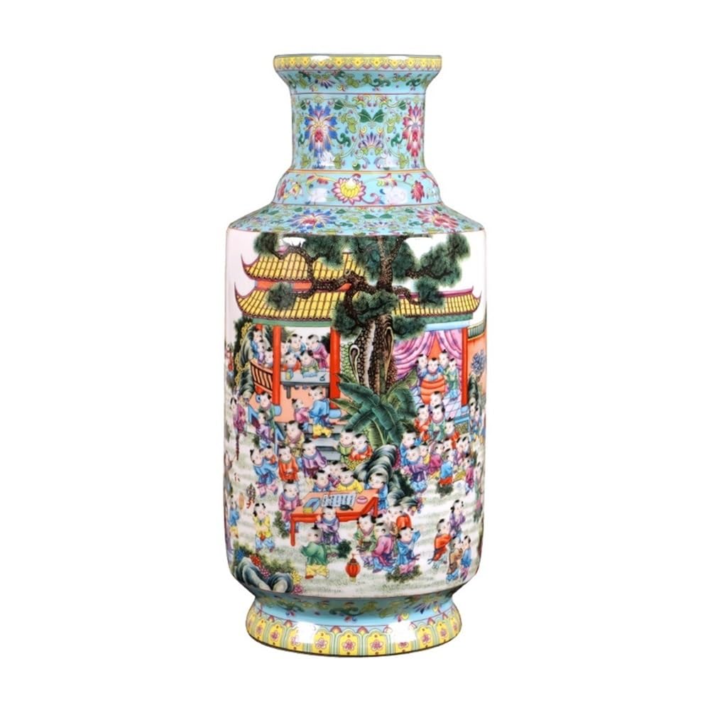 Grand vase en céramique de style chinois pour meuble TV élégant