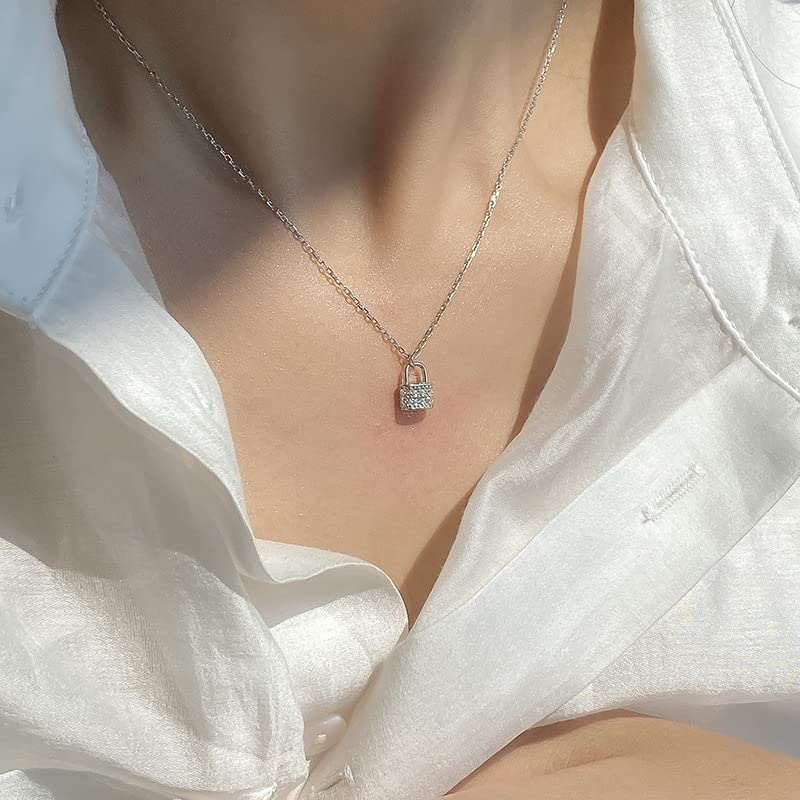 Collier pendentif cristal pavé S925 anti-allergie pour peau sensible