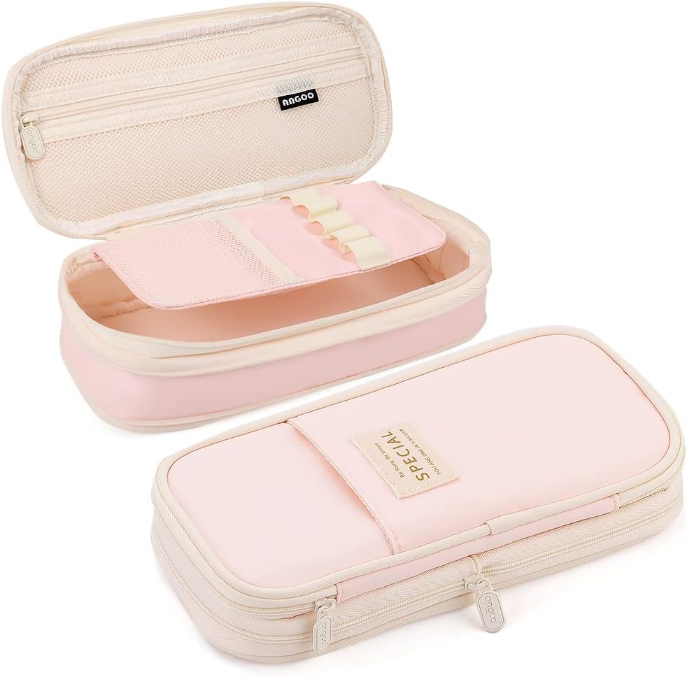 Image of Kawaii Cute Aesthetic Pencil Case for Girls & Boys | 3 Layer 6 Compartment Large Capacity Pencil Pouch with Zipper | Cartoon Stationery Organizer Bag for Students & Kids