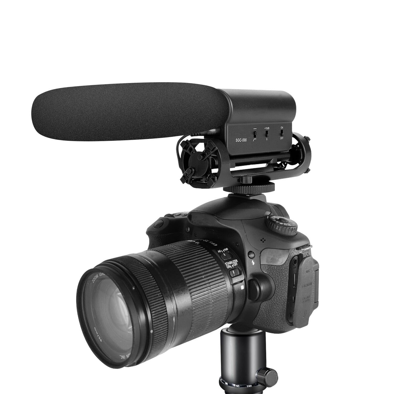 SGC-598 mikrofon do strzelby 3,5 mm z mufką przedniej szyby, kardioidalny kierunkowy mikrofon wideo kondensatorowy do lustrzanki cyfrowej kamery Nikon Canon, aparatów bezlusterkowych Sony