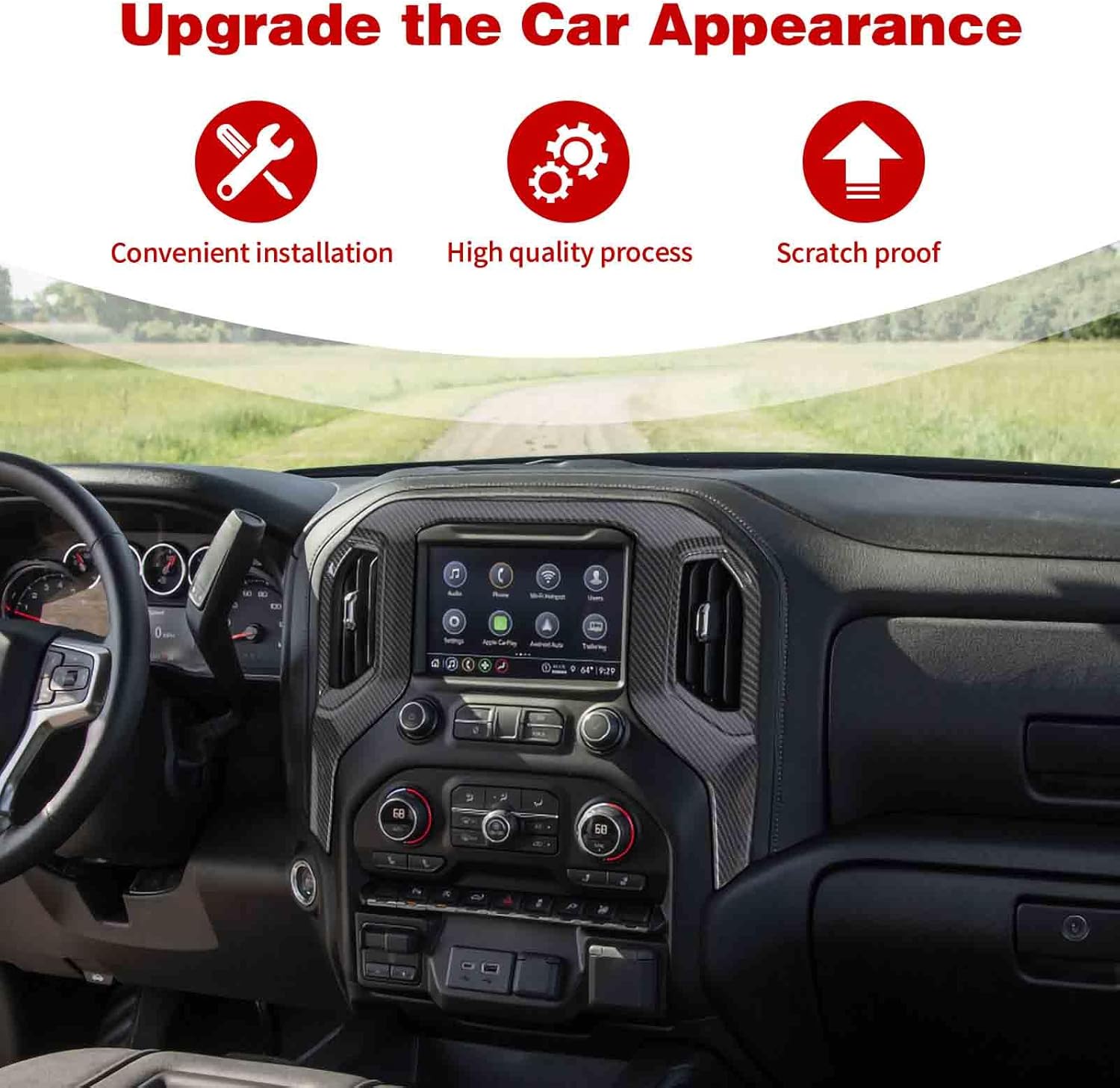 for Silverado Carbon Fiber Trim Dashboard Inner Door Handle Bowl Trim Cover for Chevy Silverado GMC Sierra 2019-2022 Carbon Fiber Interior Accessories 8pcs