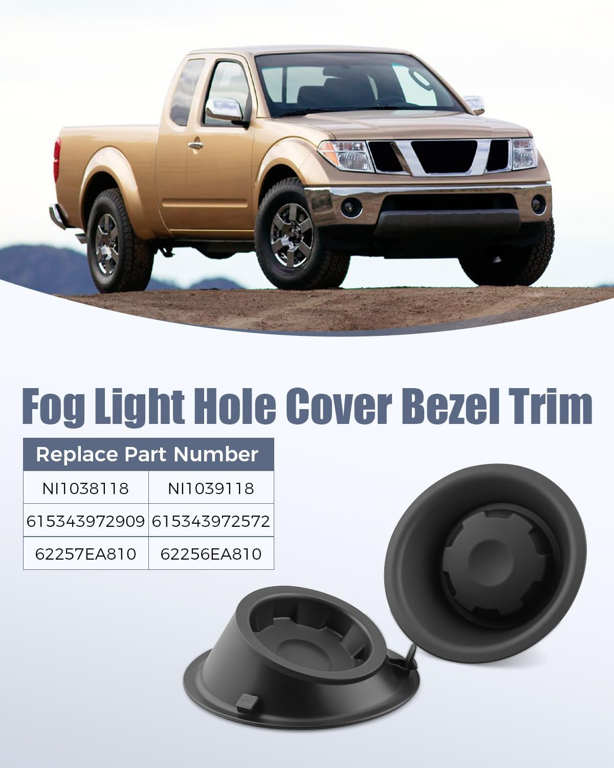 ANODZU Fog Light Hole Cover Bezel Trim Fit for Nissan Frontier 2005-2019 Left & Right Side Replace NI1038118, NI1039118, 615343972909, 615343972572, 62257EA810, 62256EA810 2 Pcs
