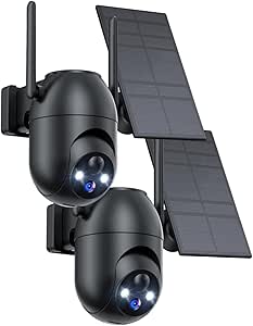 Wireless Outdoor Solar WiFi Camera: 2K Battery Camera Night Vision Colours – 360° Outdoor Surveillance Camcorder Human Detection Pir Video Surveillance IP66 asin的图片