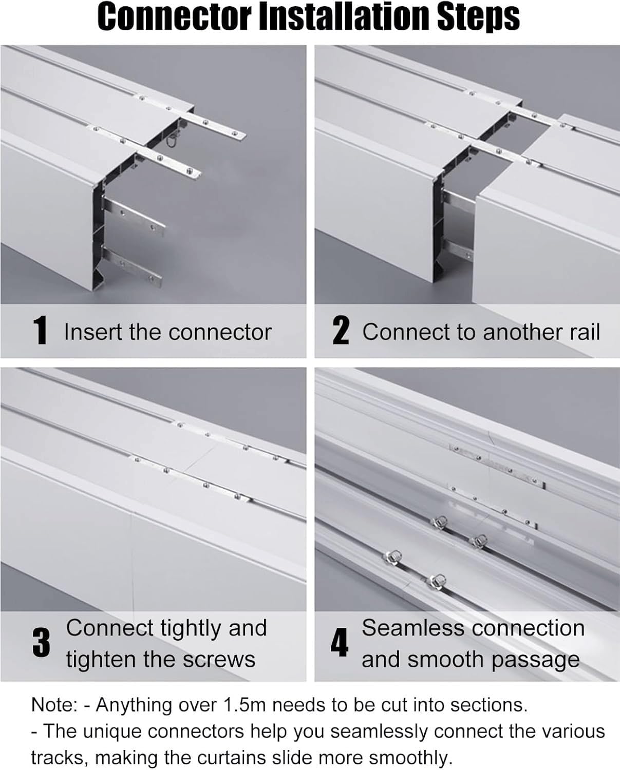 White Curtain Pelmet Box - Aluminum Alloy Curtain Track System - Wall-mounted Single Track | Three-in-one/Customizable/Blackout - For Bedrooms And Living Rooms(130cm/4.3ft)