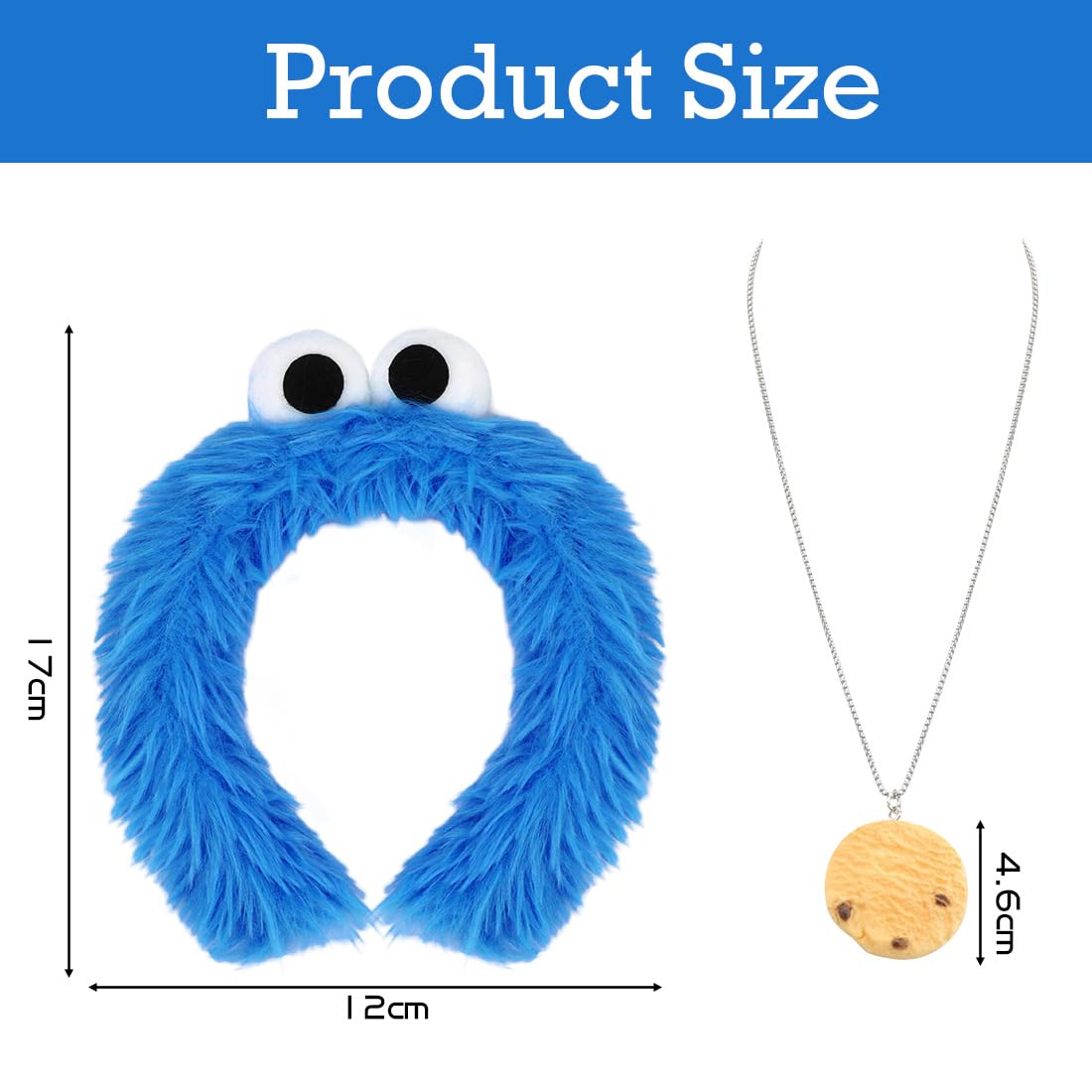 Monster Cookie Headband, Cookie Necklace, Hair Band Monster Biscuit - Image 2