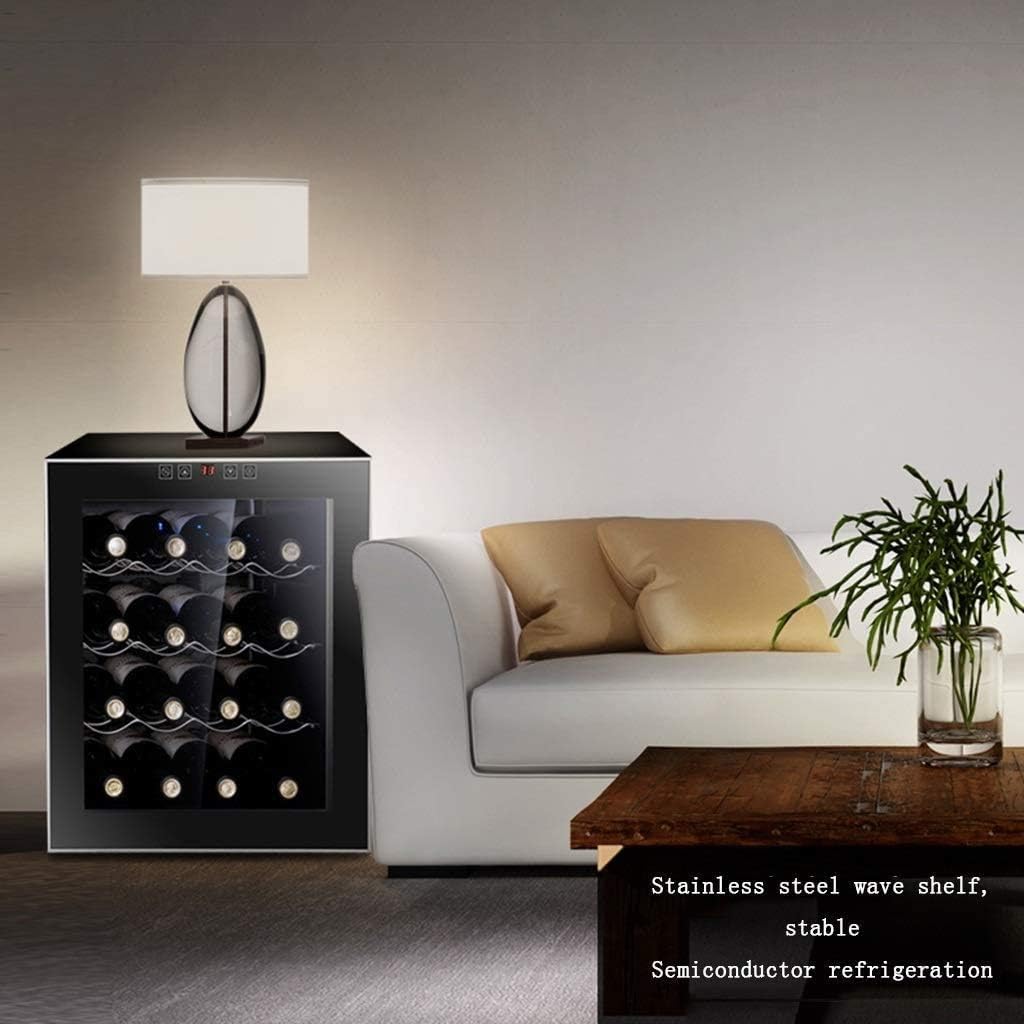 16 Bottle Free Standing Wine Cooler Black and Stainless Steel Red Wine Wine Cabinet Household Mini Electronic Embedded Wine Cabinet Ice Bar Refrigerated