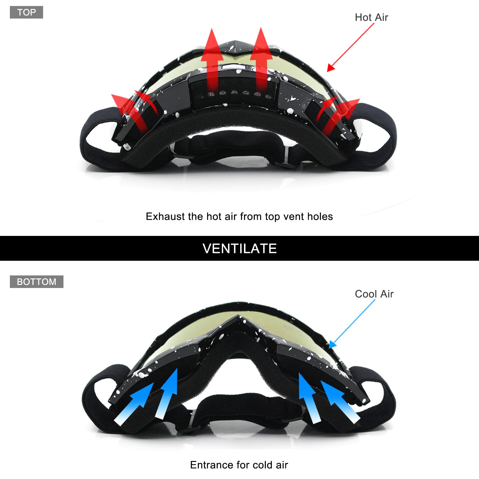 AVV Lunettes de moto pour homme et femme - Coupe-vent - Anti-UV - Pour VTT, motocross