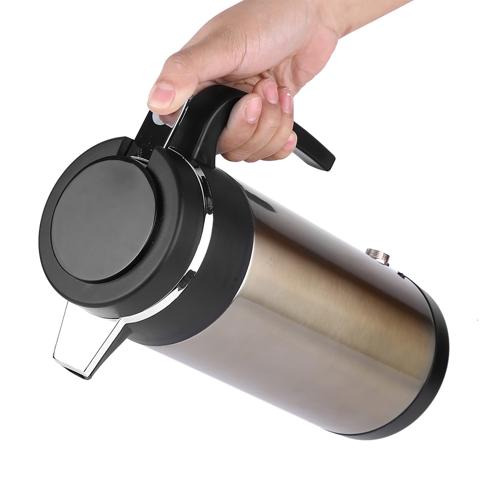 Haofy Hervidor Eléctrico para Automóvil, 1200 Ml, 12 V / 24 V, Hervidor Eléctrico Portátil de Acero Inoxidable para Automóvil, Termos de Viaje, Botella de Agua para Calentar Agua Caliente, Café,(12V)