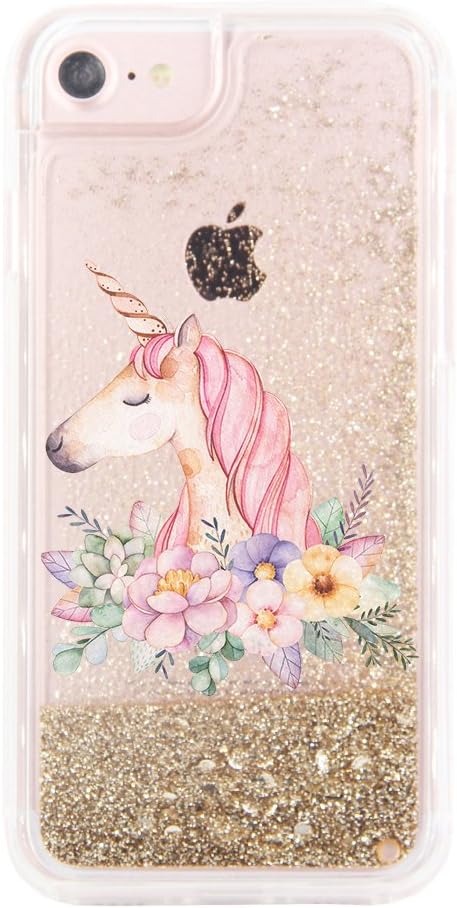 uCOLOR Iridescent Green Silver Glitter Case for iPhone 11 for Girls Sparkle Quicksand Waterfall Clear Fashion Women Protective Case for iPhone 11 6.1 inch 2019 Release