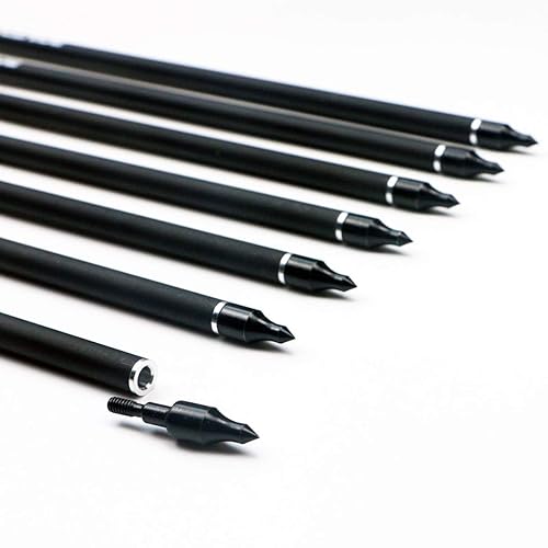 Miniatura 5 de Pernos de ballesta de carbono de 20 pulgadas, flechas de caza con paletas de 4 pulgadas y punta de flecha reemplazada (paquete de 12) (naranja y
