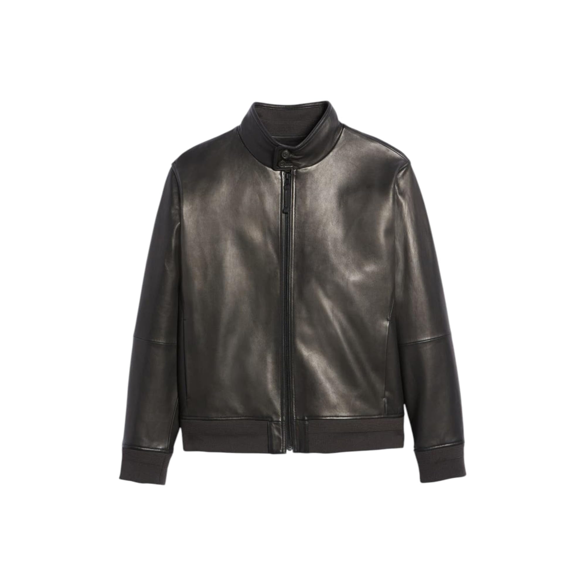 Blouson aviateur en cuir véritable protégeant du froid avec coupe ajustée - 8