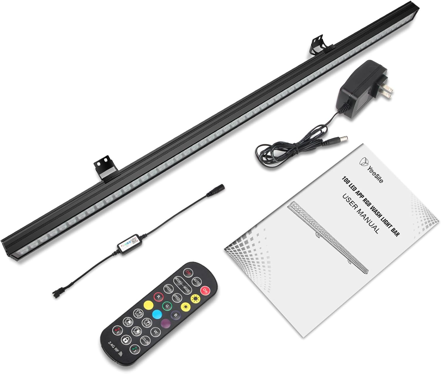 LED Stage Wash Light Bar: 60W Dual-Row LED with 108 LEDs - Remote & App Control - Sound Activated Music Sync - Aluminium Construction for Events DJ Parties Venues Home Decor Band Performances