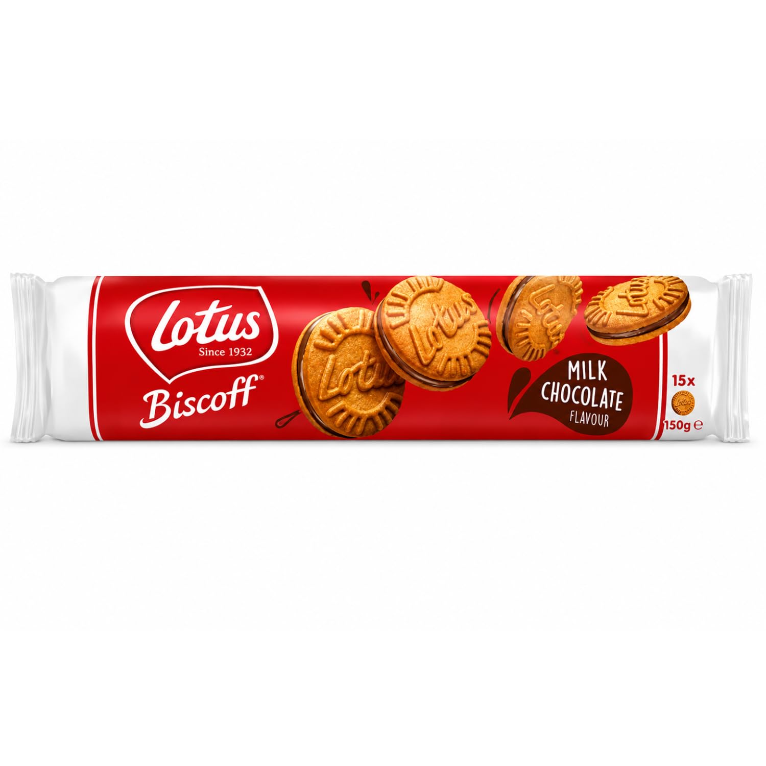 LOTUS BISCOFF - Milk Chocolate Flavor Cream Filled Sandwich Biscuits Roll (15 Biscuits) 150g By COUGAR | Crunchy Caramelised Biscuit Rolls With Chocolate Cream Filling – (Imported-UK)-image-3