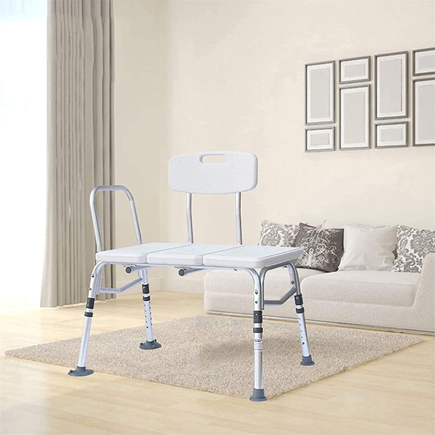 Taburete de Ducha Asiento de Ducha Silla de Ducha Bancos Altura Regulable con Brazos y Respaldo Seguridad Antideslizante (Blanco) (Gris) (Blanco)