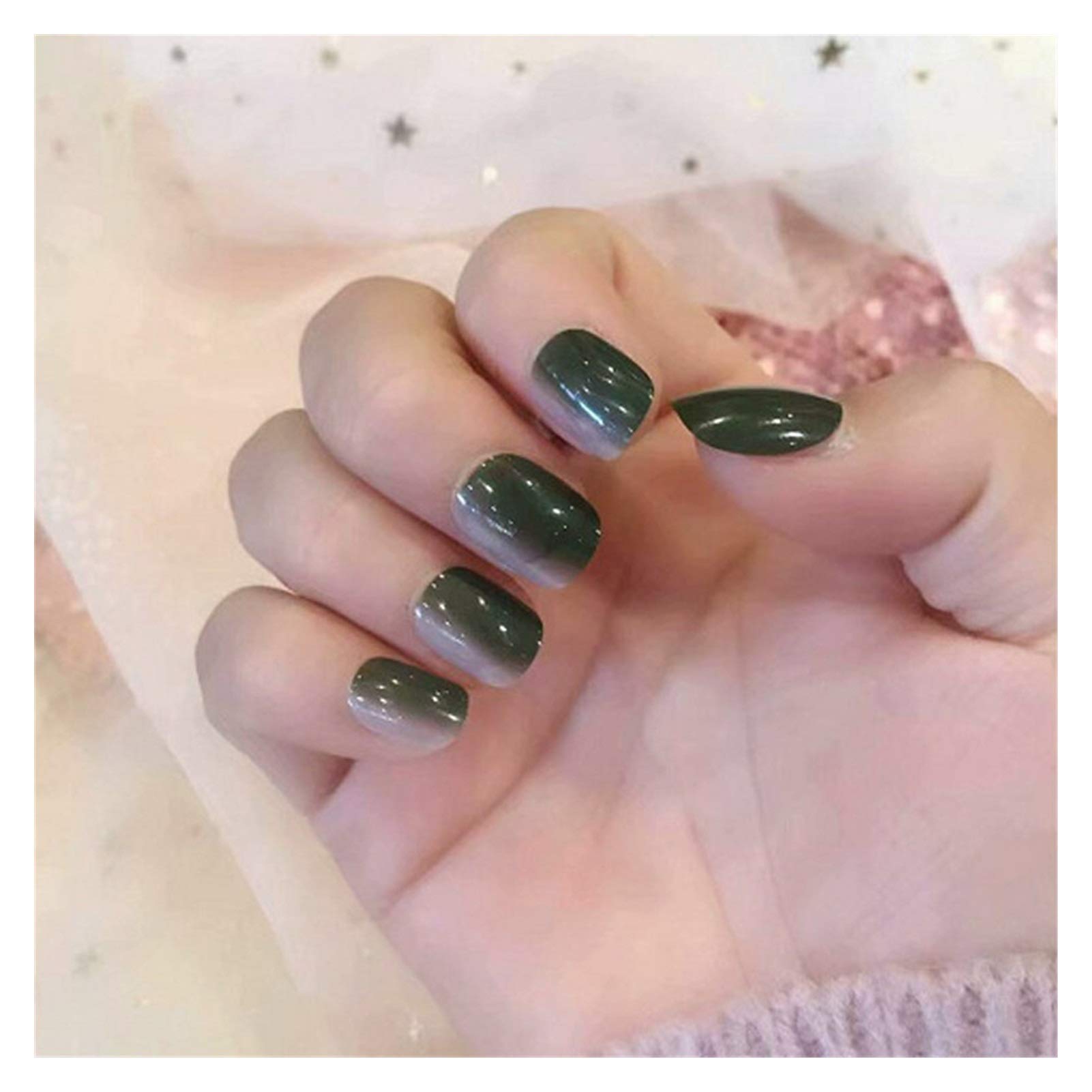 Amazon.com: TMP1105 24pcs/Box Simple Style Gradual Gray Color False Nails  Press on French Cute Short Size Fake Nails Full Nail Tips : Beauty &  Personal Care