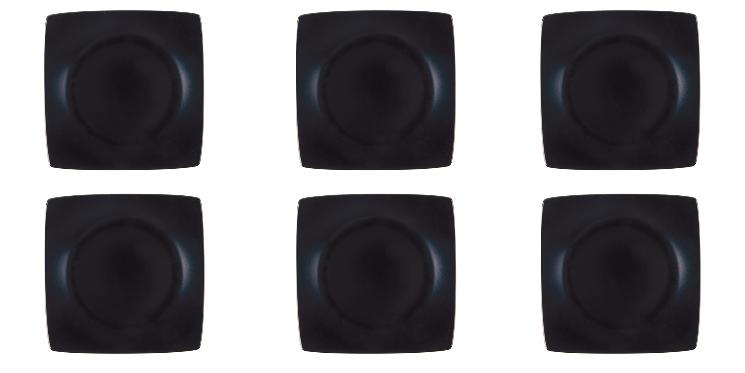 Excelsa Eclipse Lot de 6 assiettes plates carrées en céramique noir mat