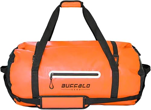 Miniatura 3 de Buffalo Gear Bolsa de lona impermeable 40L 60L 80L Roll-top Dry Bag Heavy Duty Impermeable Duffel Bolsa de viaje para kayak, rafting, barco, pesca,