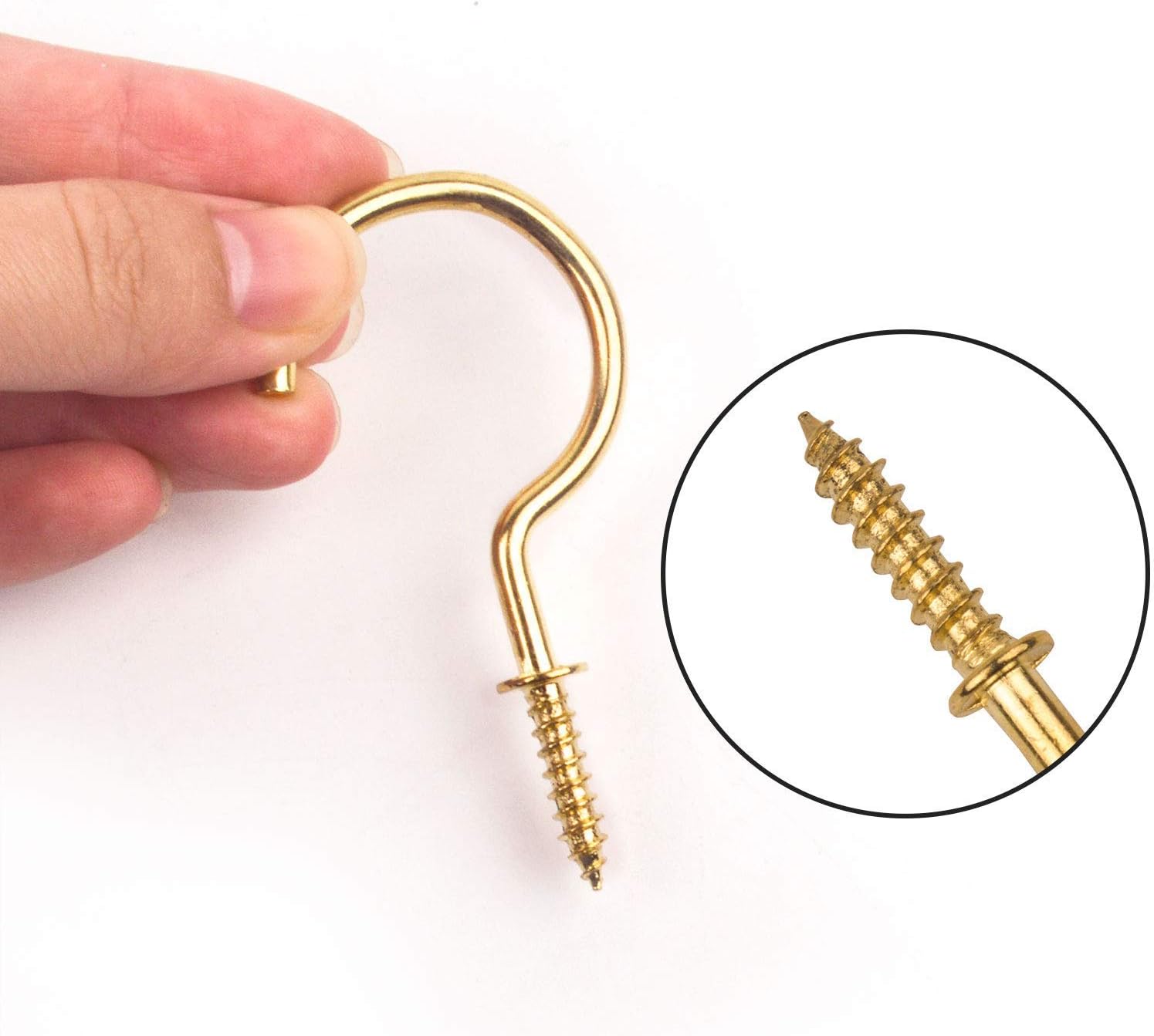 Flаѕh Dеаlѕ - 40% оƒƒ Bonayuanda 50 pcs Metal Screw-in Ceiling Hooks Cup Hook,Screw Hanger for Hanging Plants Mugs Kitchen Utensils Wind Chimes 1-1/4 (Gold)