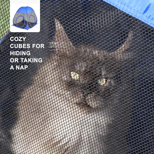 Catio Outdoor Cat Enclosure, 3-in-1 Extra Large Portable Cat Playpen with Tower Tent & Tunnel, Foldable Waterproof Mesh Catio for Indoor Outdoor Cats & Small Pets by PetEase - Image 5