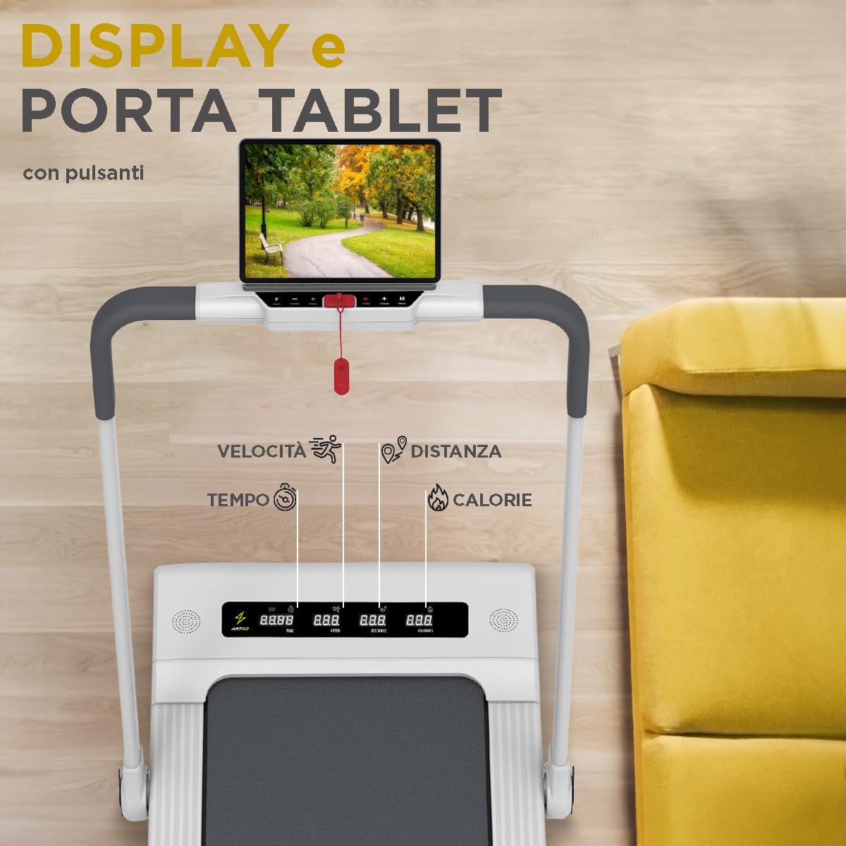ArtGo GIOTTO Tapis Roulant Elettrico Salvaspazio, Compatto, APP Interattive, Bluetooth, Fino a 10 km/h, ASSISTENZA E GARANZIA ITALIA