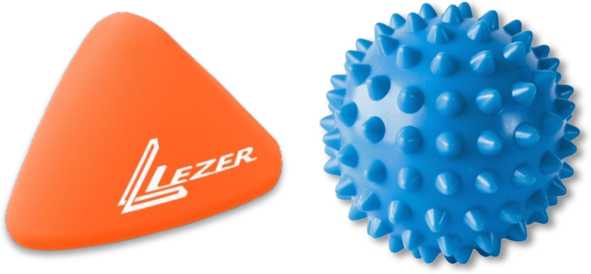 LEZER, Trigger Massage Point, Manual Massage Ball, Muscle Knots Relief Tool, Myofascial Release, Physical Therapy, Plantar Fasciitis, Set of 2 (Orange Trigger and Spiky Ball)