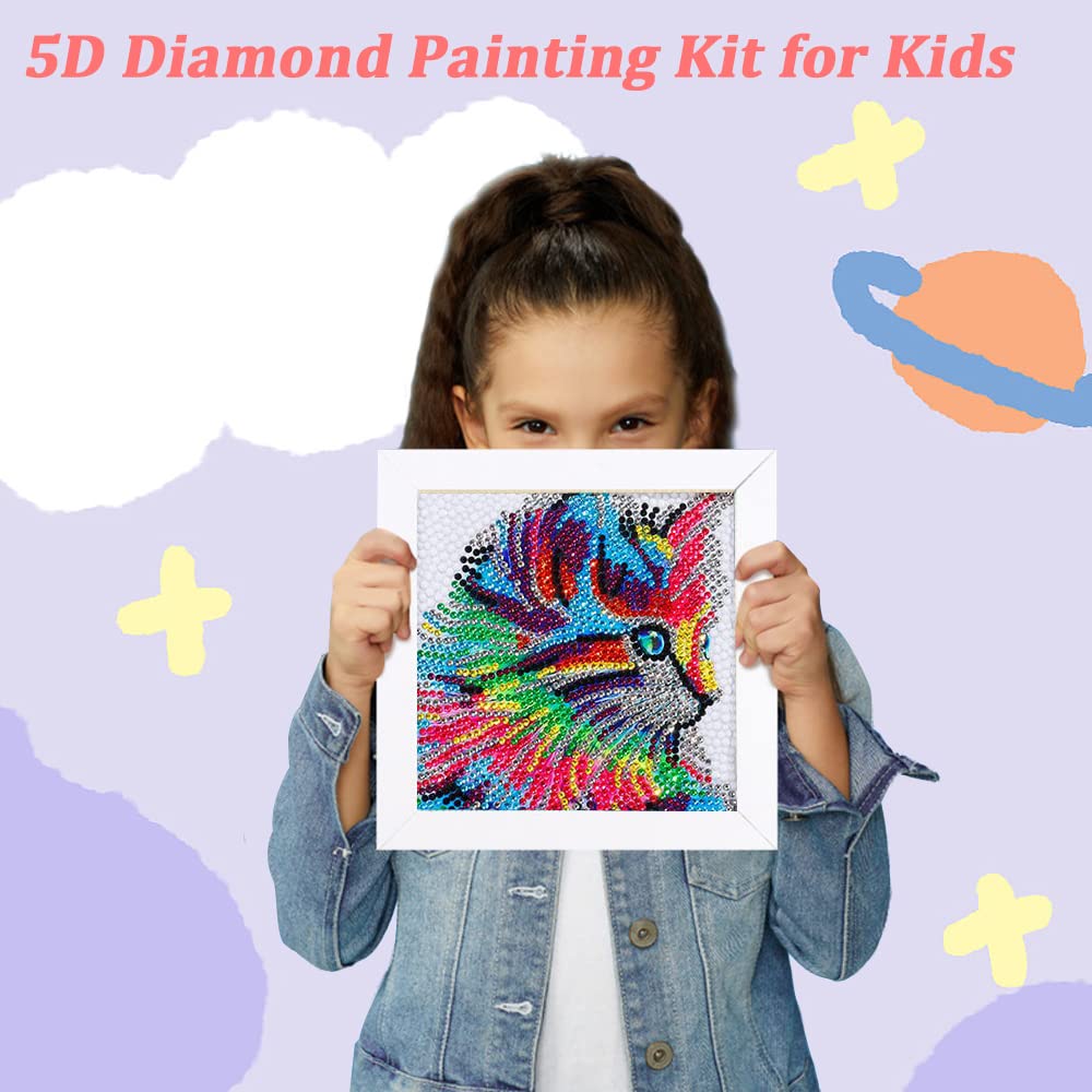 KOQAIIZ Kit De Diamond Painting 5D Con Marco – Lienzo De 17x17 Cm Y Marco De 20x20 Cm, Manualidad Creativa Para Niños Y Niñas
