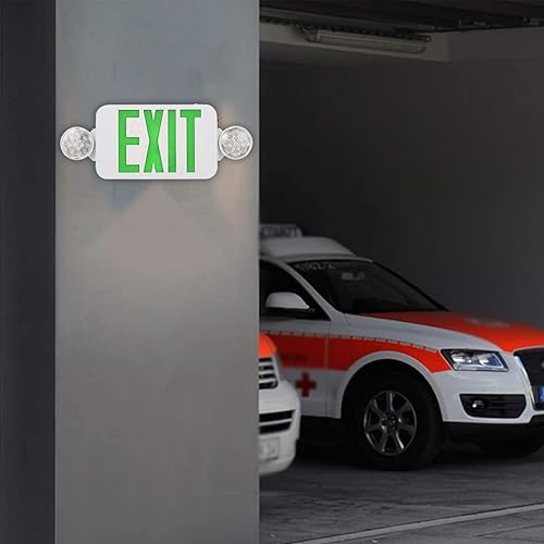 Miniatura 7 de Señales de salida de emergencia LED rojas, dos cabezas ajustables, CA 120V277V, carta de salida de doble cara, luces de señal de salida compactas