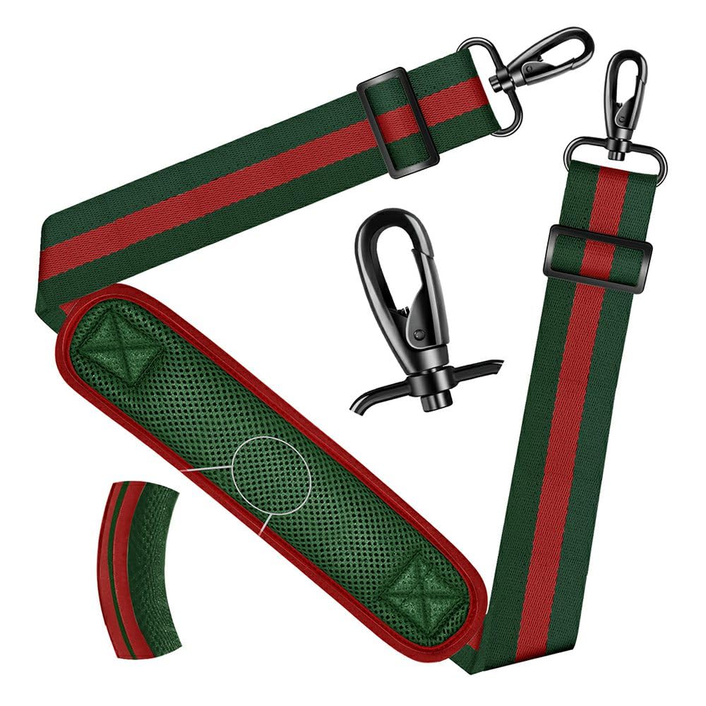 ZINZ Shoulder Strap - 59 Inch Universal Heavy-duty Adjustable Strap with Ultra-thick Fixed Breathable Pad for Laptop, Gym, Camera Bag and More - Stripe-RG