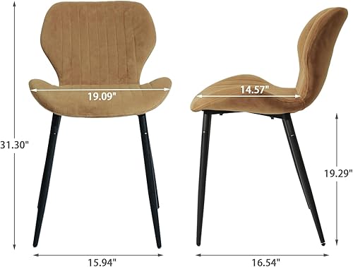 Miniatura 2 de CangLong Juego de 4 patas de metal tapizadas de estilo moderno de mediados de siglo para cocina, sala de estar, comedor, color marrón